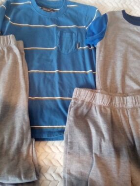 Eddie Bauer Boys Blue Striped & Blue Gray With Shorts & Pants Size 7-8